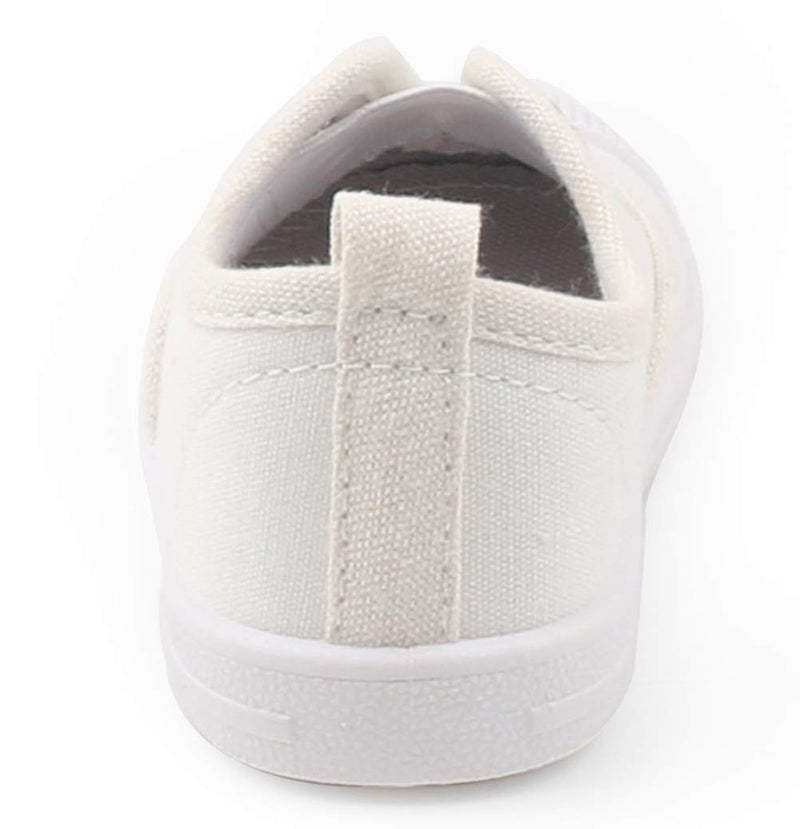 DADAWEN Boy's Girl's Candy Color Canvas Slip-On Lightweight Sneakers Cute Casual Running Shoes White US Size 8 M Toddler - Image 5